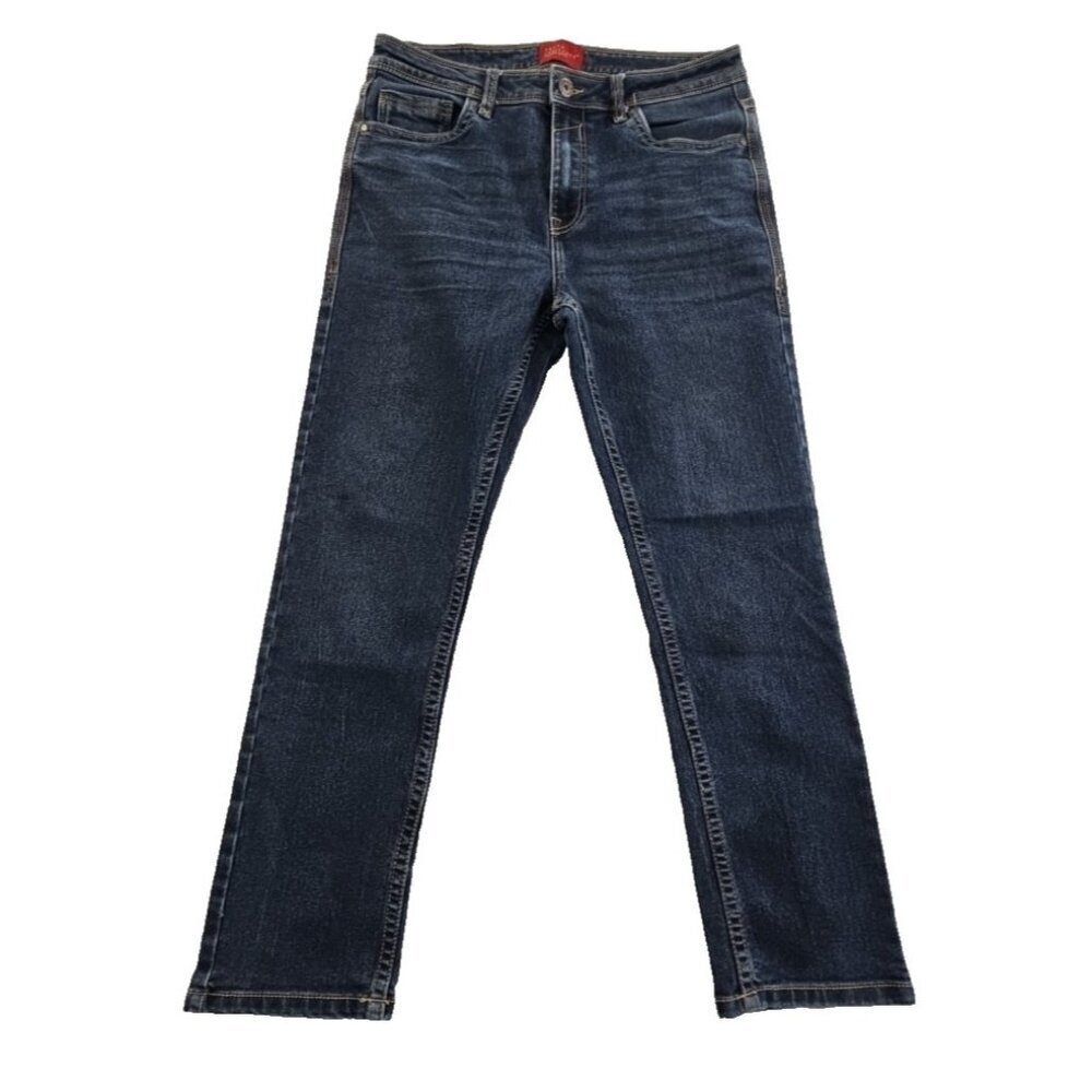 Truth Substance Common Sense Jeans‎ Men 34 x 30 Dark Blue Straight Embroidered